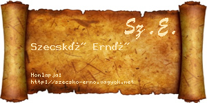 Szecskó Ernő névjegykártya