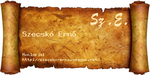 Szecskó Ernő névjegykártya